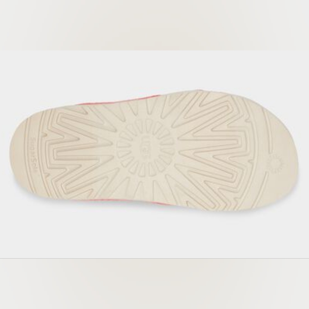 Ugg Fuzz Sugar Terry Cross Slide Sandals Peach Bliss - Picture 6 of 7